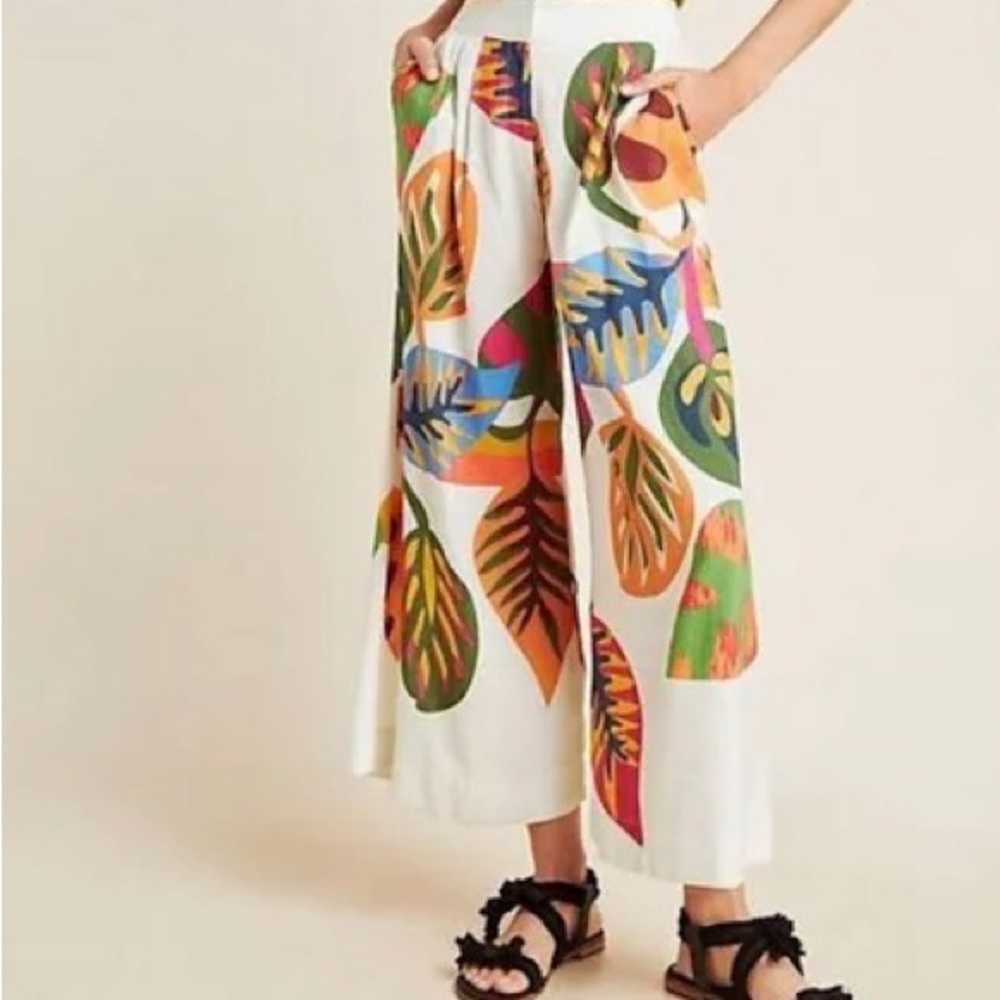 Anthropologie Farm Rio cropped wide leg pants NWT Size Large